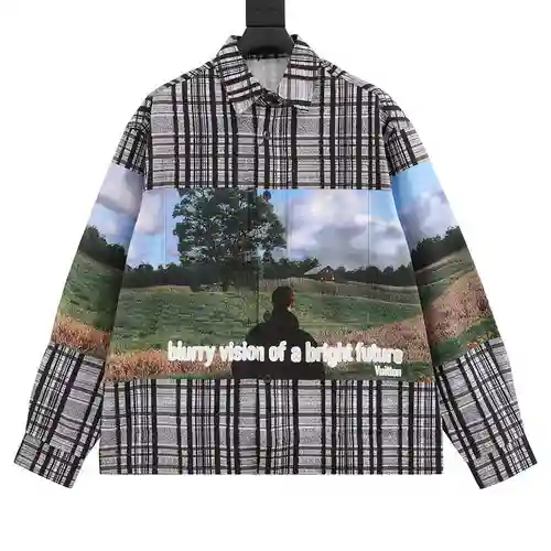 camisa larga cuadros paisaje 1V