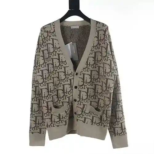 Dior CD 23FW Jersey tipo cárdigan de jacquard con estampado integral