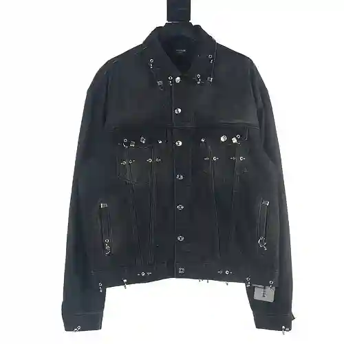 Balenciaga BLCG 24SS chaqueta vaquera más ligera con hebilla de anillo perforado y remache