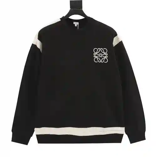 Sudadera de cuello redondo bordada con cinta trenzada color block de Loe*we/Luo Yiwei