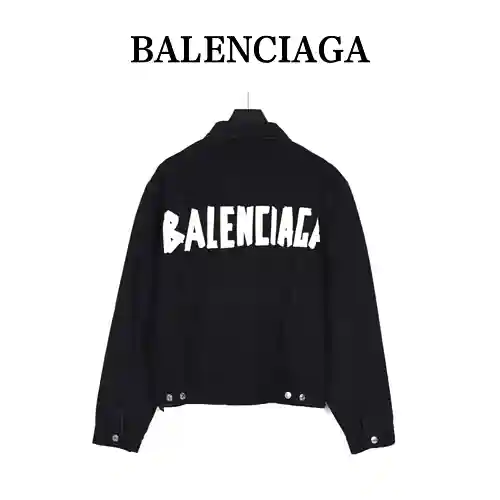 BLCG Balenciaga 23ss chaqueta vaquera con estampado de letras y logo de cinta adhesiva