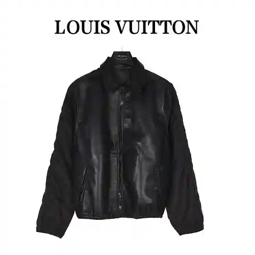 Chaqueta de cuero con costuras talladas huecas con láser LV/Louis Vuitton 23Fw