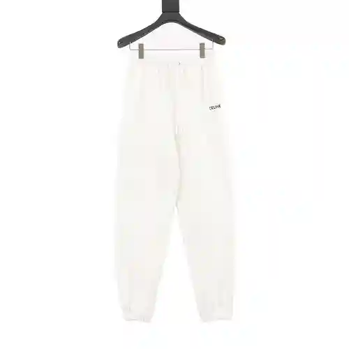 Pantalones deportivos con cordón de algodón de rizo con logo bordado CE