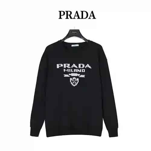 Pra*da/Prada 23Fw sudadera con cuello redondo y logo en mosaico bordado