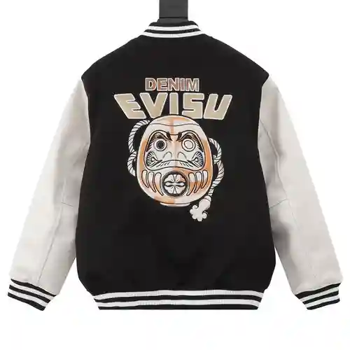 Chaqueta de béisbol de algodón ev*isu 24fw totalmente bordada