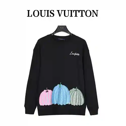 Sudadera de algodón con cuello redondo y estampado de calabaza 23ss de marca compartida LVx Yayoi Ku