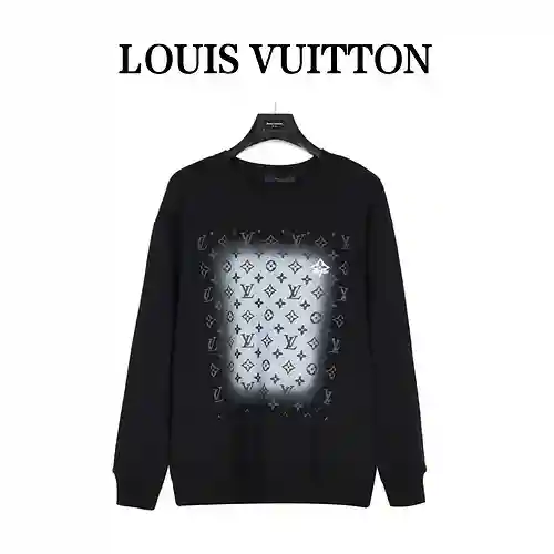 Sudadera con cuello redondo degradado y estampado de flores antiguas con salpicaduras de tinta LV/Lo
