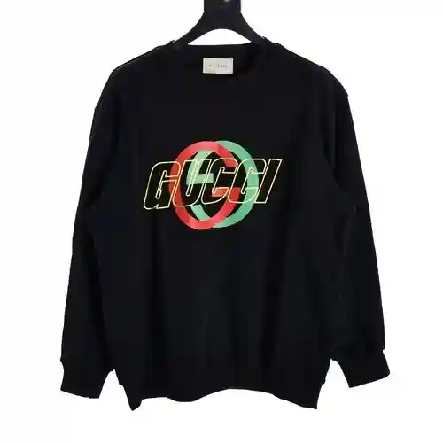 GU*CCI sudadera con cuello redondo y estampado de doble G grande