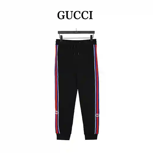 Gu*cci/Gucci 23Fw Double G pantalones con bloques de color a rayas tricolores