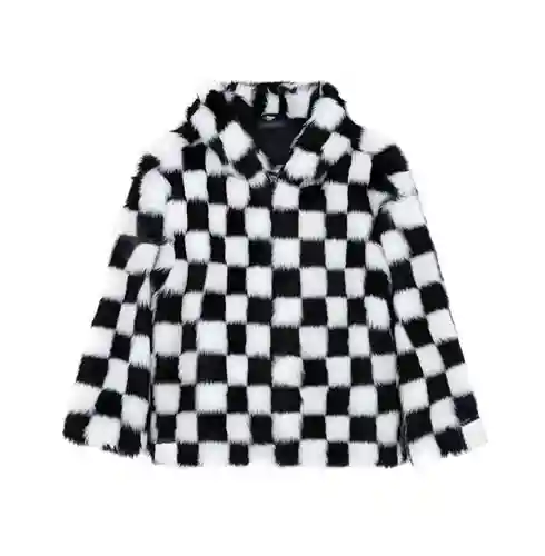 Chaqueta con capucha de pelo de conejo a cuadros en toda la prenda LV/Louis Vuitton Checkerboard
