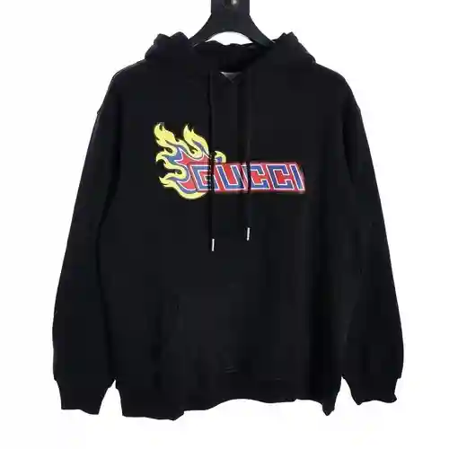GU*CCI sudadera con capucha y estampado de llamas