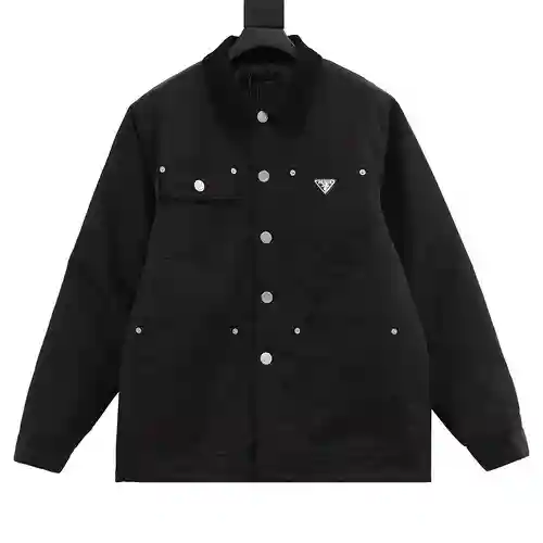 Pra*da/Prada chaqueta de algodón con camisa de solapa de pana