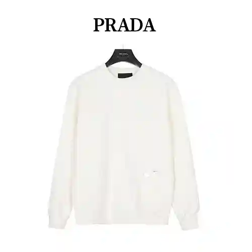Pra*da/Prada 23Fw sudadera con cuello redondo y bolsillo con logo triangular