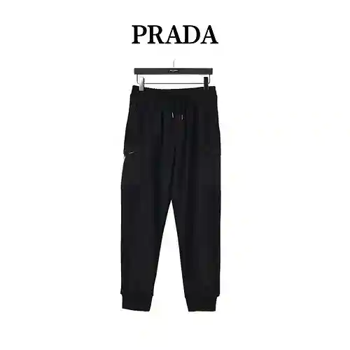 PRA*DA/Prada 23Fw pantalones casual con bolsillo lateral y logo triangular