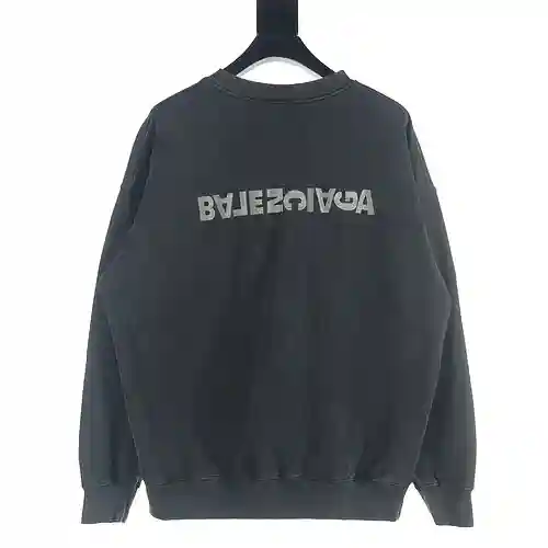 Balenciaga BLCG 23Fw sudadera con cuello redondo desgastada y bordado de letras invertidas