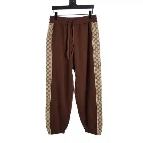 GU*CCI pantalones de traje con patchwork de jacquard y Doble G