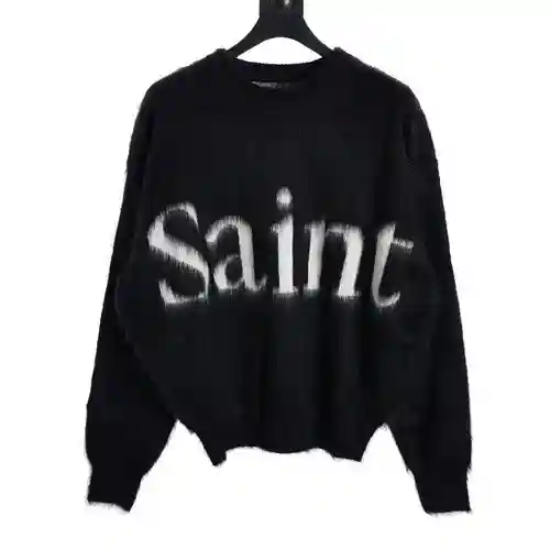 SAINT*MICHAEL 23FW SAINT suéter con cuello redondo y letras en jacquard