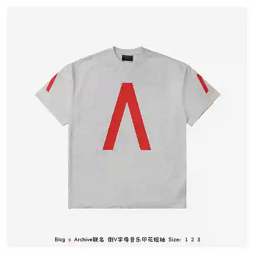 Blcg x Archive joint 24ss letra V invertida estampado musical manga corta