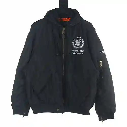 Balenciaga BLCG 23FW WFP Agencia Mundial de Alimentos con capucha silueta bomber bomber chaqueta de 