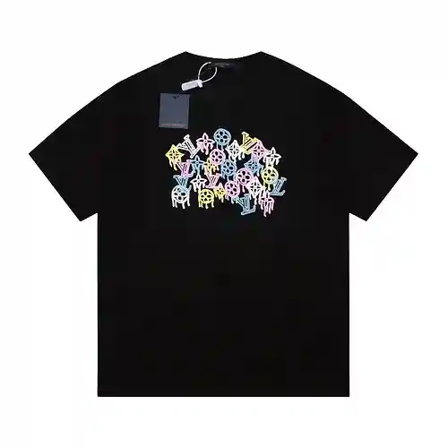 LV/Louis Vuitton 24ss pintura LOGO espuma mangas cortas