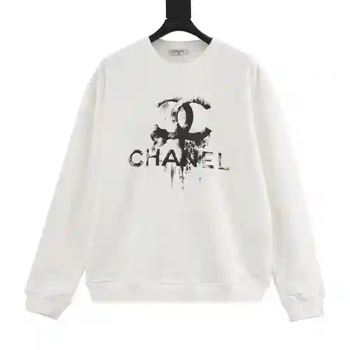 CHA*NEL / Sudadera con cuello redondo y estampado de tinta Chanel