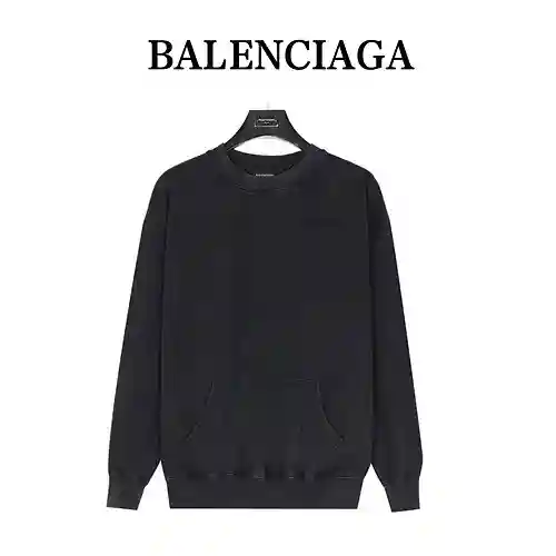 BLCG/Balenciaga 23Fw sudadera con cuello redondo desgastado y lavado con bordado de letras y logo os