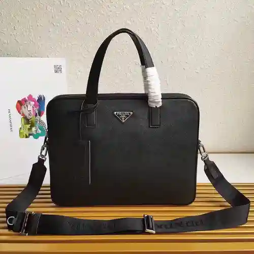 Maletín PRA@DA para hombre, fabricado en cuero original importado de primera calidad, versión réplic