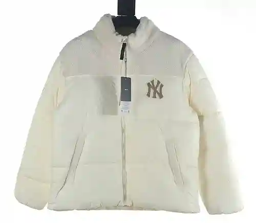 MLB 23FW NY chaqueta de algodón con empalme de cordero