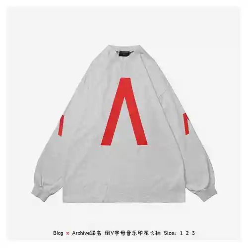 Blcg x Archive joint 24ss letra V invertida estampado musical manga larga