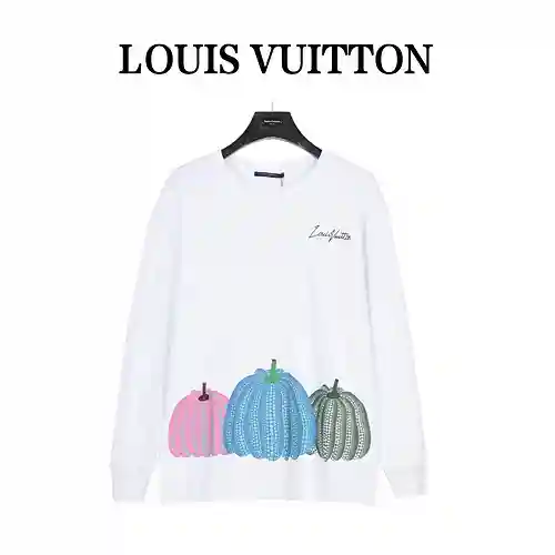Sudadera de algodón con cuello redondo y estampado de calabazas LV x Yayoi Kusama joint 23ss