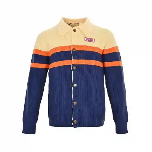 Gu*cci/Gucci 23Fw suéter tipo cárdigan a rayas con bloques de color
