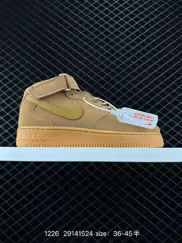 2 NK Air Force '7 Mid "Wheat/Flax" Air Force 1 calzado deportivo casual, versátil, clásico