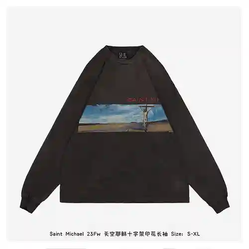Saint*Michael 23Fw Sky Jesus Cross Print Manga larga