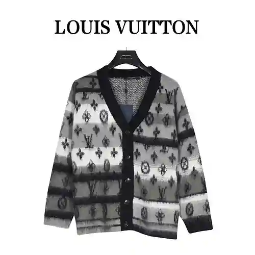 Cárdigan de mohair con rayas degradadas presbicia LV/Louis Vuitton 23Fw