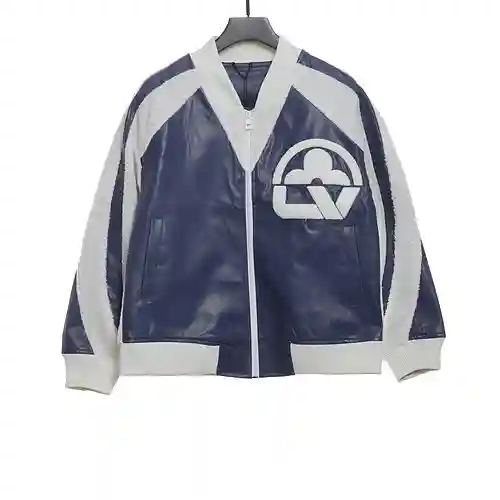 chaqueta béisbol LV con parche del logo en las mangas