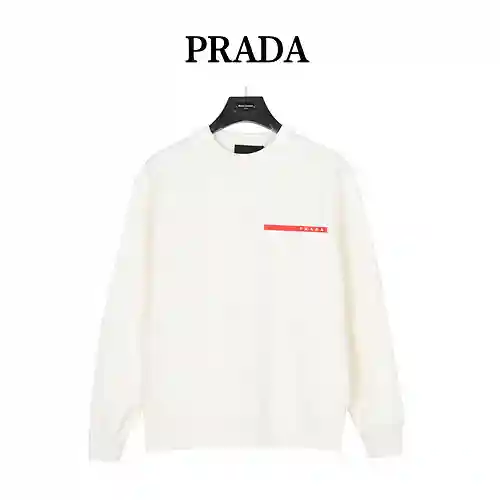 Pra*da/Prada 23Fw sudadera clásica con ribete rojo y cuello redondo