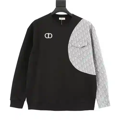 sudadera con cuello redondo y patchwork con CD bordado