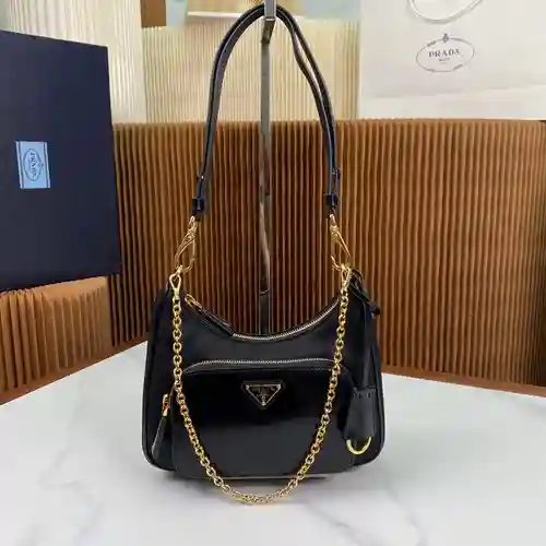 Bolso para axila PRA@DA Hecho de cuero original importado de primera calidad Versión réplica de alta