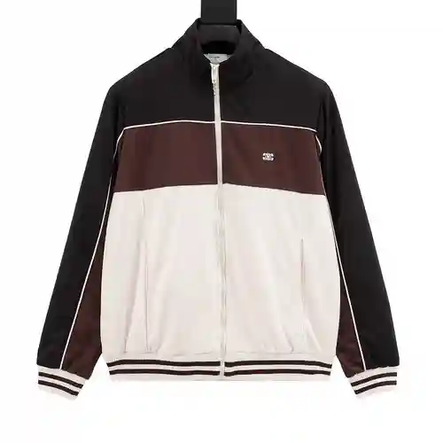 Chaqueta de béisbol con cuello levantado Arco de Triunfo y patchwork chocolate CE