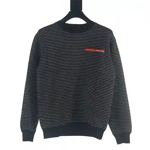 Pra*da/Prada PRD 23Fw sudadera roja a rayas con cuello redondo