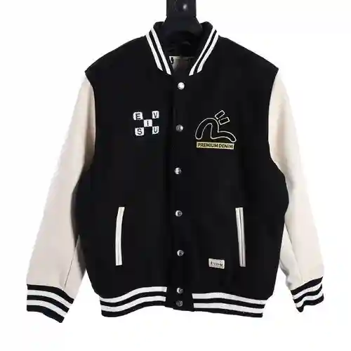 Chaqueta de béisbol de algodón ev*isu 24fw totalmente bordada