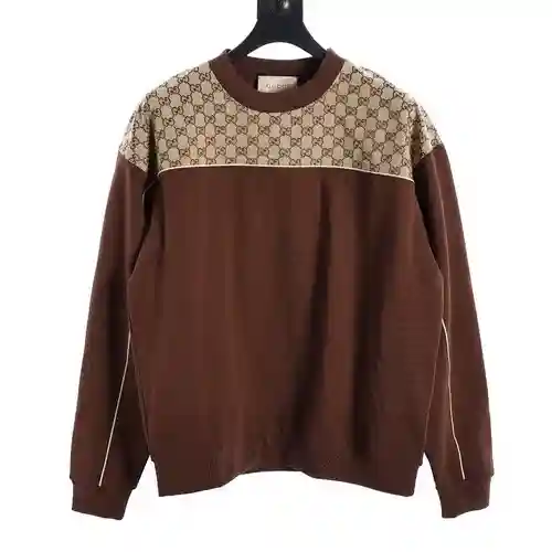 GU*CCI sudadera con diseño de patchwork en jacquard y Doble G