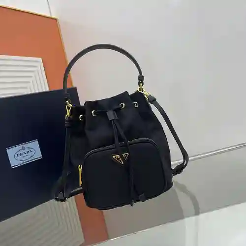 Bolso tipo cubo PRA@DA Hecho de cuero original importado de primera calidad Versión réplica de alta 
