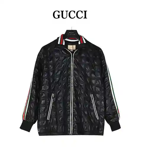 Gu*cci/Gucci 23Fw Chaqueta de cuero de nailon con GG y cincha