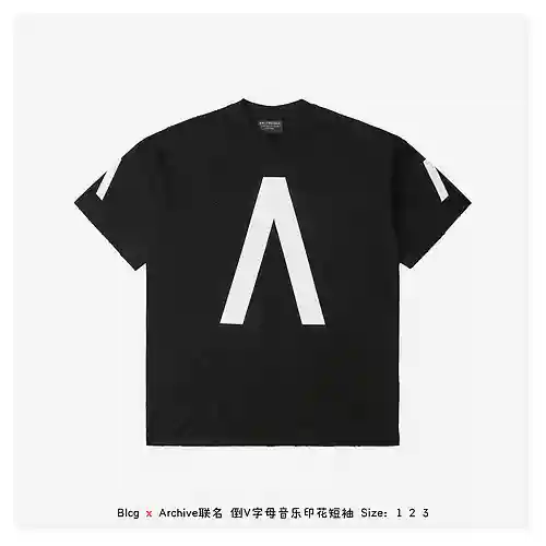 Blcg x Archive joint 24ss letra V invertida estampado musical manga corta