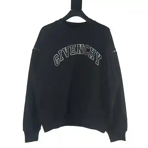 Sudadera con cuello redondo y letras de cuero con cremallera en el brazo GFC 22FW de Givenchy