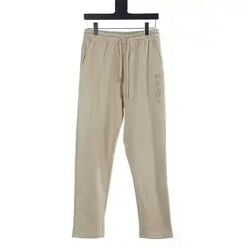 Prada PRD 23Fw pantalones de algodón en relieve con bolsillo de cuero y letras bordadas