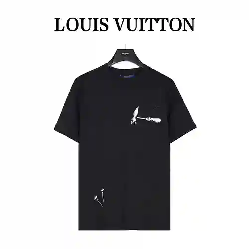 Camiseta de manga corta bordada con herramienta de martillo LV/Louis Vuitton 23ss