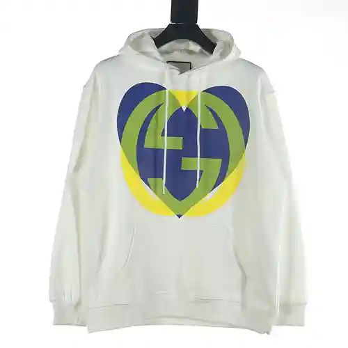 Gucci GUC 23FW sudadera con capucha y estampado de corazones grandes