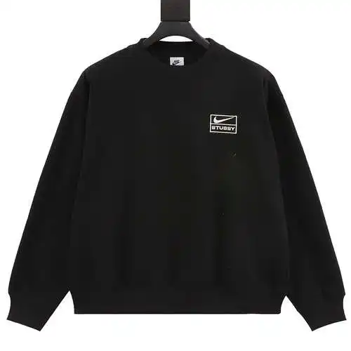 Ni*ke x Stu*ssy Conjunto de sudadera de terciopelo con logo bordado en color sólido Nike Stu*ssy joi